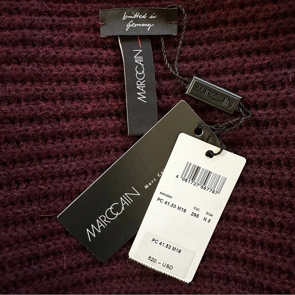 Marc Cain (German Brand) Sweater with Fringe in Deep Plum - NWT - Size Large - Picture 9 of 11